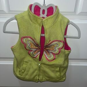 Baby Q Green and pink butterfly fleece vest